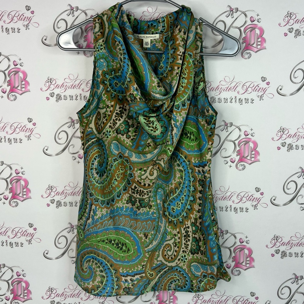Banana Republic tank top swoop cowl neck boho Multicolor Paisley Top